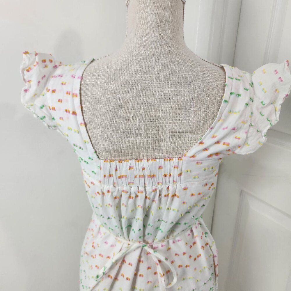 Draper James Dress Womens XS White Clip Dot Flowy Tiered Boho Cottage Prairie - Picture 9 of 16